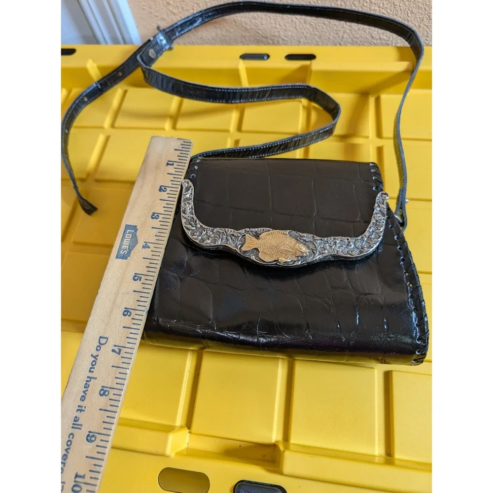 Glen Miller for Ann Turk crocodile leather Black clutch‎